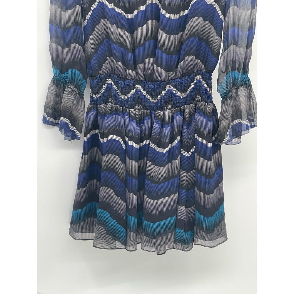 DVF Diane Von Furstenberg Silk Dress Kelley 2 Blue Mini Stretch Waist Peacock - Picture 12 of 15